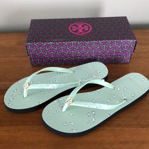 Brand New Tory Burch Mint Flip Flops